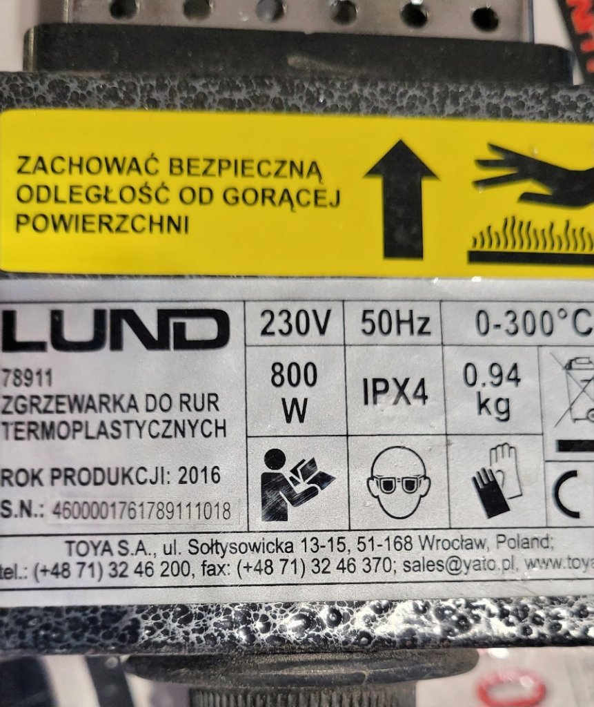 Zgrzewarka do rur PP Lund 